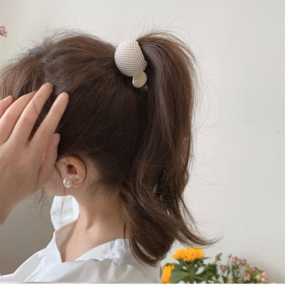 2 Pony tail claw clip pearl + Rhinestone hair accessories - Picture 5 of 5